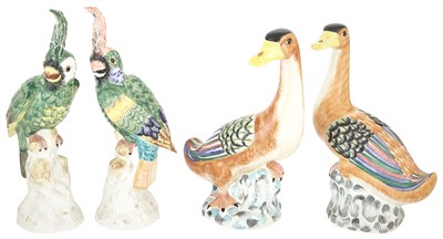 Lot 57 - Pair of Mottahedeh Polychrome Pottery Ducks...