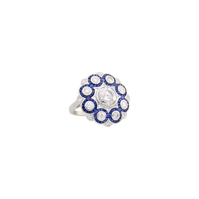 Lot 97 - Platinum, Diamond and Sapphire Ring