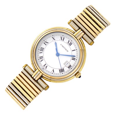 Lot 21 - Cartier Tricolor Gold 'Vendome' Wristwatch