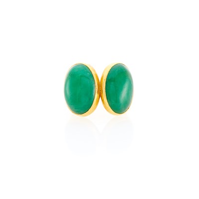 Lot 236 - Gold and Double Jade Ring