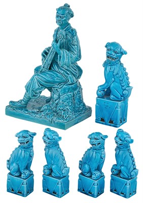 Lot 37 - Group of Turquoise Glazed Ceramic Figures...