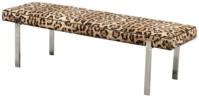 Lot 44 - Leopard Print Upholstered Chrome Bench Height...