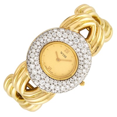 Lot 90 - David Webb Gold, Platinum and Diamond Wristwatch