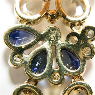 Lot 73 - Temple St. Clair Pair of Gold, Moonstone, Gem-Set and Diamond Pendant-Earrings