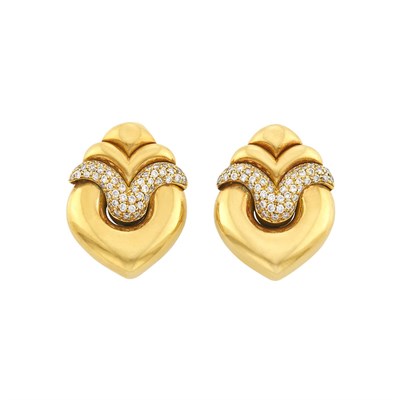 Lot 76 - Bulgari Pair of Gold and Diamond Earclips