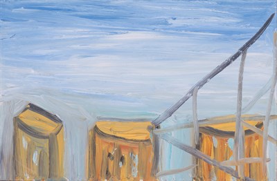 Lot 8 - Martha Diamond American, b. 1944 Three Roofs...