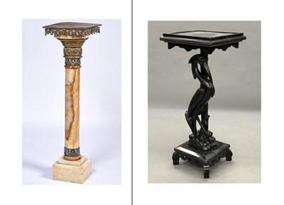 Lot 259 - Napoleon III Style Brass, Enamel, Marble and...