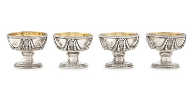 Lot 197 - Set of Four George III Sterling Silver Salt...