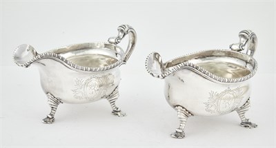 Lot 296 - Pair of George III Sterling Silver Sauceboats...
