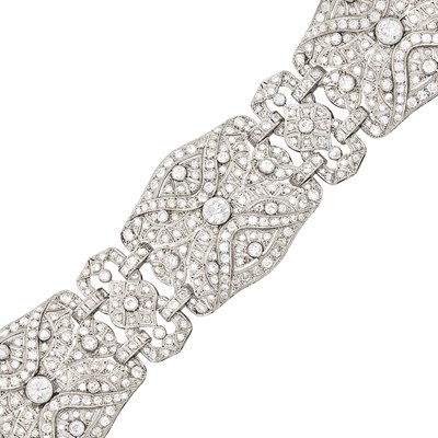Lot 47 - Wide Platinum and Diamond Bracelet