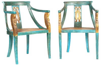 Lot 131 - Pair of Directoire Style Blue-Painted and...