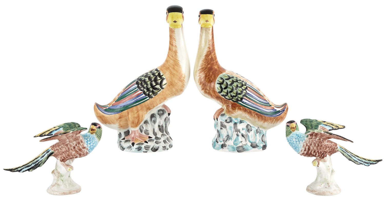 Lot 5 - Pair of Mottahedeh Polychrome Pottery Ducks...