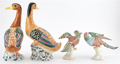 Lot 5 - Pair of Mottahedeh Polychrome Pottery Ducks...