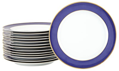 Lot 63 - Set of Fourteen Mottahedeh Blue and Gold...