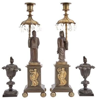 Lot 688 - Pair of Regency Patinated and Gilt-Bronze...
