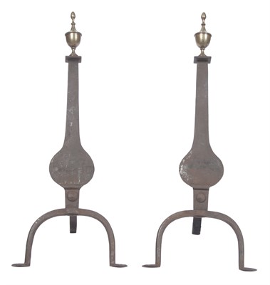 Lot 171 - Pair of Federal Style Brass and Iron Andirons...