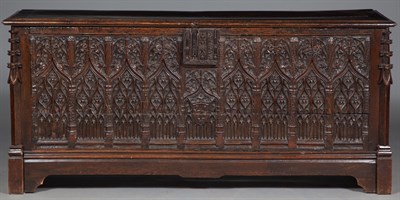 Lot 560 - Continental Gothic Style Oak Joined Coffer The...