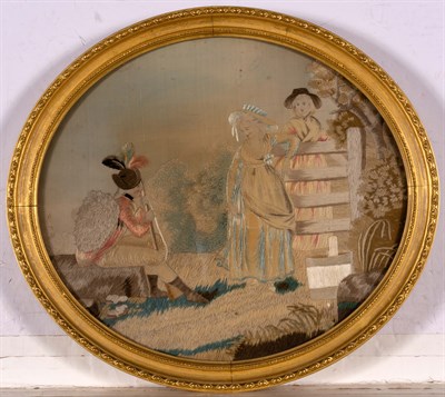 Lot 103 - English Silk Needlework Picture Sight 12 1/2 x...
