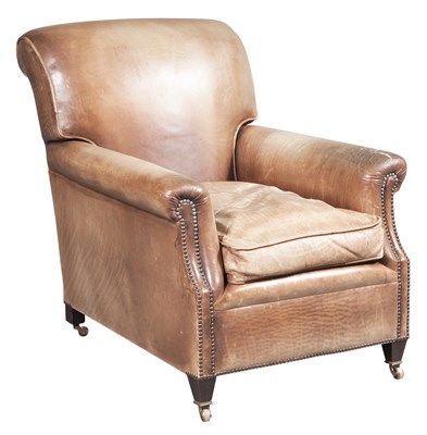Lot 313 - Leather-Upholstered Club Armchair Height 36...
