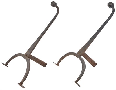 Lot 228 - Pair of Wrought-Iron Andirons Height 17 1/4...