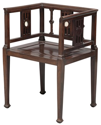 Lot 159 - Chinese Marble-Inset Hardwood Armchair Height...