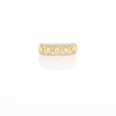 Lot 40 - Two-Color Gold and Diamond Band Ring