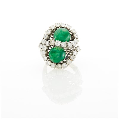 Lot 43 - Platinum, Jade and Diamond Ring