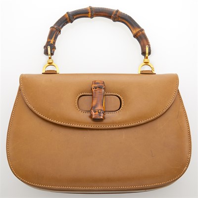 Lot 237 - Gucci Brown Leather and Bamboo Handbag