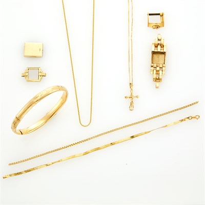 Lot 172 - Group of Gold Jewelry and Watch Fragments and Accessories