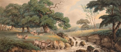 Lot 79 - Samuel Howitt English, 1756-1822 Deer Drinking...