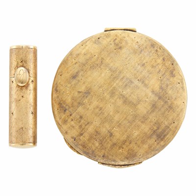 Lot 43 - Gold Compact and Lipstick Case