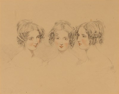 Lot 100 - English School 19th Century Three Ladies Black...