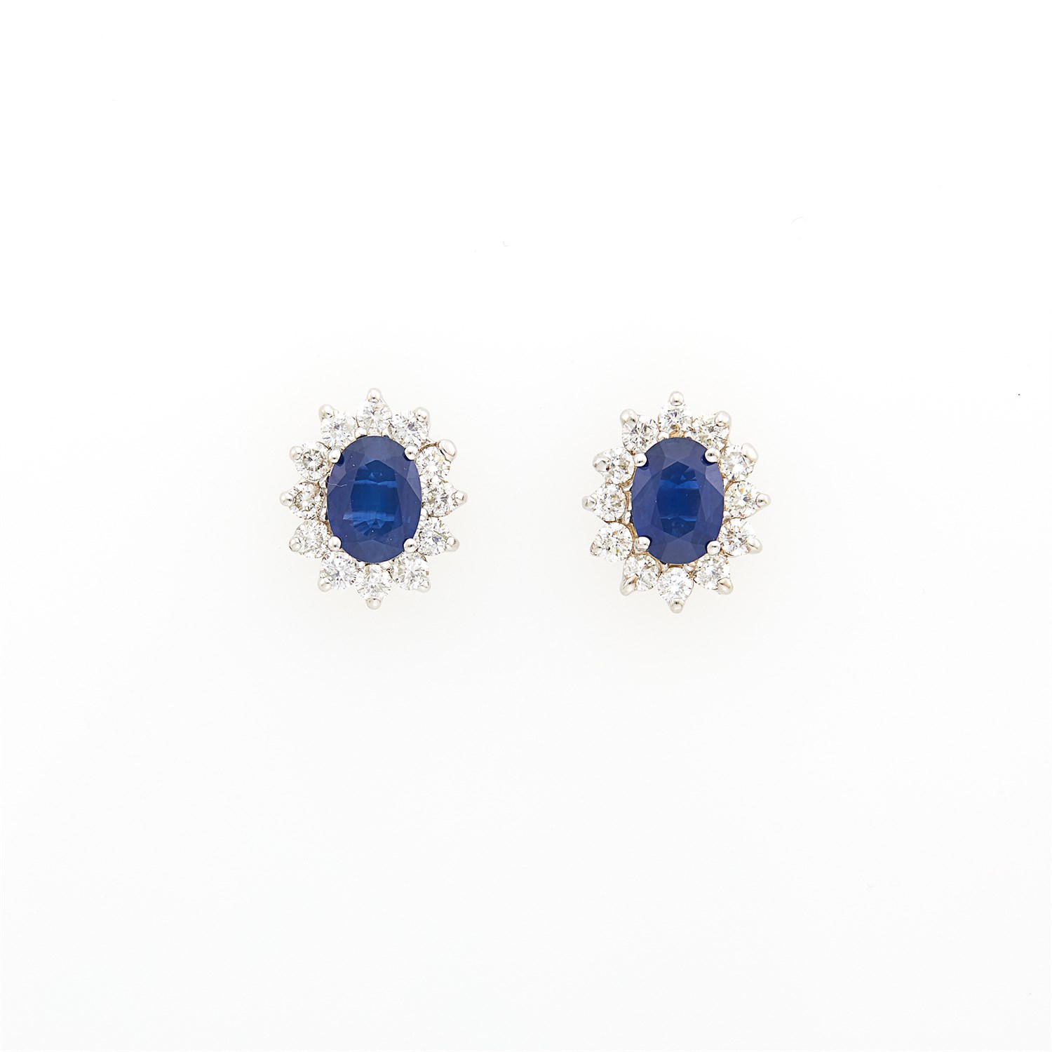Lot 192 - Pair of White Gold, Sapphire and Diamond Earrings