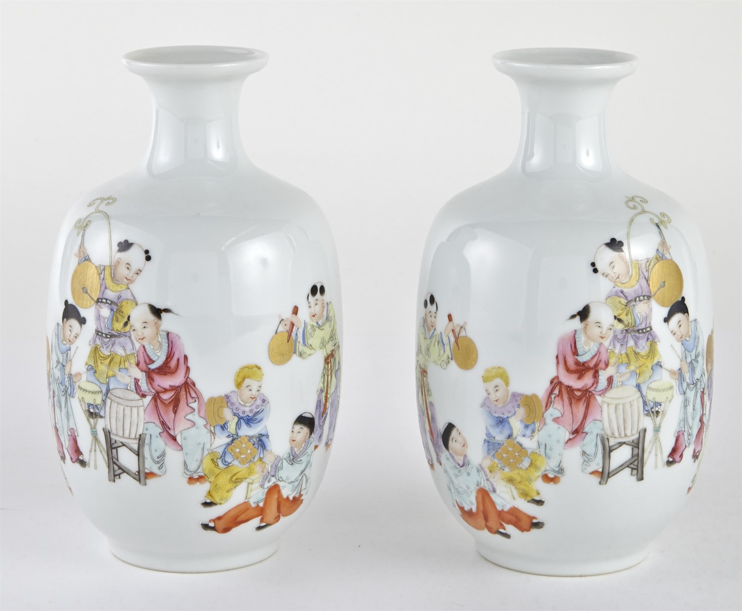 Lot 43 - A Pair of Chinese Enameled Porcelain 'Boys'...