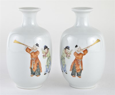 Lot 43 - A Pair of Chinese Enameled Porcelain 'Boys'...