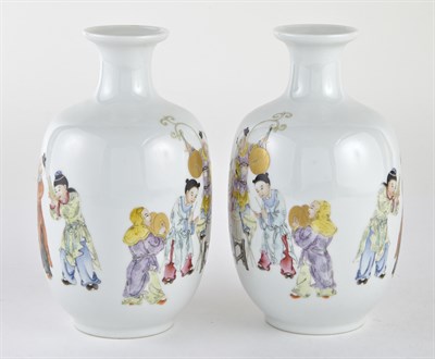Lot 43 - A Pair of Chinese Enameled Porcelain 'Boys'...