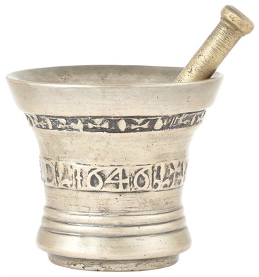 Lot 285 - English Bronze Mortar Dated 1646 Of tapering...