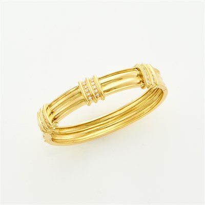 Lot 3 - Gold and Diamond Bangle Bracelet