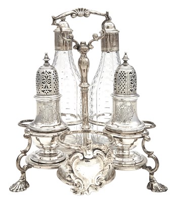 Lot 171 - Assembled George II Sterling Silver Cruet Set...