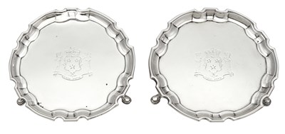 Lot 166 - Pair of George II Sterling Silver Waiters...