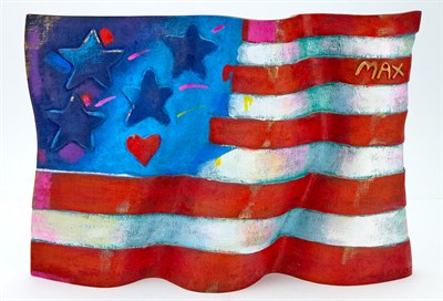 Lot 104 - Peter Max (b. 1937) AMERICAN FLAG Hand-painted...