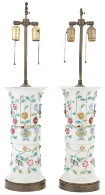 Lot 191 - Pair of Chinese Style Porcelain Vases Mounted...