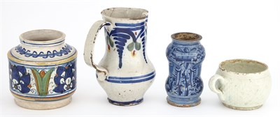 Lot 123 - Spanish White Ground Faience Jug 18th/19th...