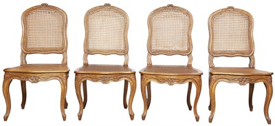 Lot 111 - Set of Four Louis XV Beechwood and Caned...