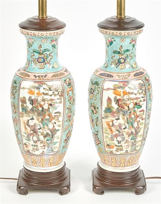 Lot 162 - Pair of Chinese Turquoise Ground Porcelain...