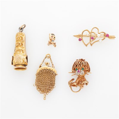 Lot 84 - Group of Antique and Period Gold, Diamond, Cultured Pearl and Gem-Set Jewelry