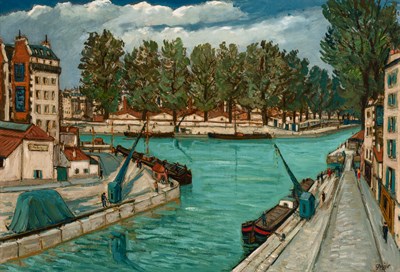 Lot 28 - Alphonse Leon Quizet French, 1885-1955 A Canal...