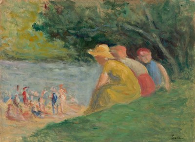 Lot 8 - Maximilien Luce French, 1858-1941 Bathers in a...