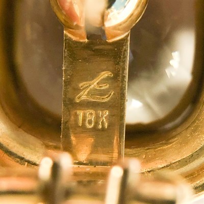 Lot 156 - Elizabeth Locke Pair of Gold and Smoky Quartz Earclips