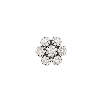 Lot 96 - White Gold and Diamond Floret Cluster Ring